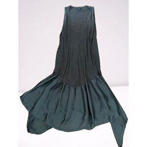 VIVID Silk Linen Combo Dress Mermaid Sleeveless V-Neck Deep Gray / Purple